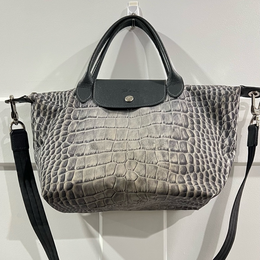 Longchamp Pliage Croco Print 2-Way.  Crossbody and tote